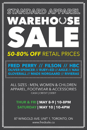 Standard Apparel November 7 - 9 Warehouse Sale